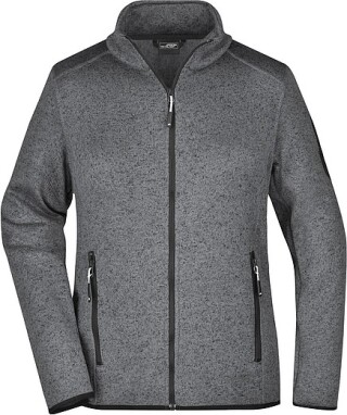 Dámská fleecová bunda James Nicholson knit fleece jacket women, tmavě šedá/stříbrná, vel. XXL
