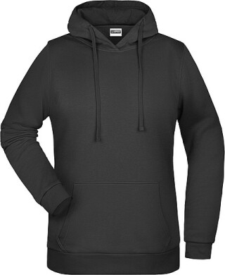 Dámská mikina s kapucí James Nicholson sweat hoodie women, černá, vel. 3XL