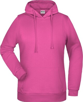 Dámská mikina s kapucí James Nicholson sweat hoodie women, růžová, vel. 3XL