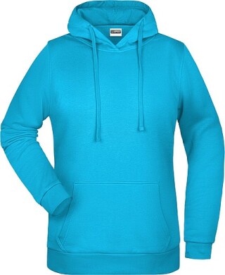 Dámská mikina s kapucí James Nicholson sweat hoodie women, tyrkysová, vel. S