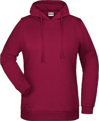 Dámská mikina s kapucí James Nicholson sweat hoodie women, vínová, vel. S