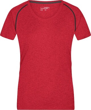 Dámské sportovní tričko James Nicholson sports T-shirt women, červený melír/černá, vel. L