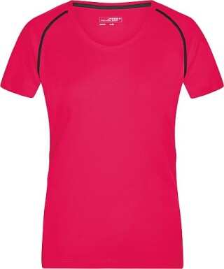 Dámské sportovní tričko James Nicholson sports T-shirt women, růžová/černá, vel. XL