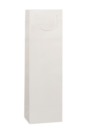 Dárková taška na víno GLASS BIANCO LUX 12x9x40, bílá, lamino lesk