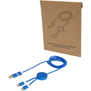 Datový synchronizační a rychlonabíjecí 27W kabel 5 v 1 z recyklovaného hliníku a plastu o délce 150 cm, královská modrá