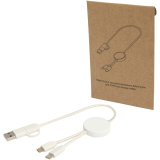 Datový synchronizační a rychlonabíjecí 27W kabel 5 v 1 z recyklovaného plastu o délce 30 cm, bílá