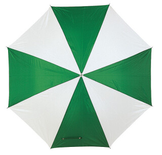 deštník zeleno bílý zelená hůl, průměr 103 cm.