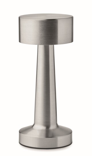 Dobíjecí kovová stolní lampa, stříbrná