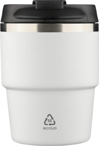 Dvoustěnný termohrnek z recyklované nerezové oceli, 175 ml, bílá