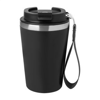 Dvoustěnný termohrnek s popruhem 350 ml, černá