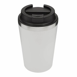 Dvouvrstvý termohrnek s víčkem, 350ml, uvnitř nerezový, zvenku plastový, bílý