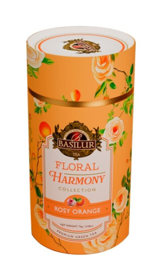 FLORAL Basilur Floral Harmony Rosy Orange papír 75 g - zelený čaj, ochucený, aromatizovaný, sypaný