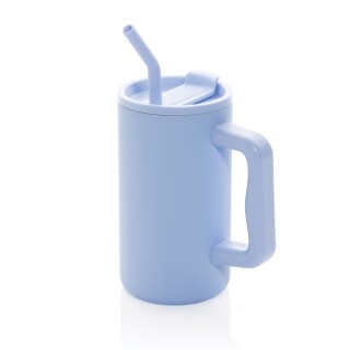 Termohrnek s brčkem 800 ml z recyklované oceli s certifikací RCS, světle modrá