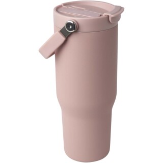 Termohrnek s vakuovou a měděnou izolací 900 ml z recyklované nerezové oceli s víčkem s dvojitou funkcí, jemně růžová