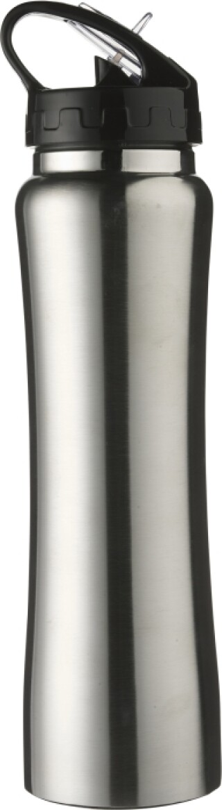 ISMAEL Nerezová láhev na pití s brčkem, objem 500 ml, stříbrná