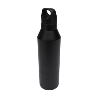 VIORA Dvoustěnná termoska s hrnkem z recyklované nerezové oceli, 600 ml, černá
