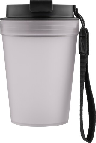 Jednostěnný termohrnek se šňůrkou na zápěstí 350 ml, transparentní