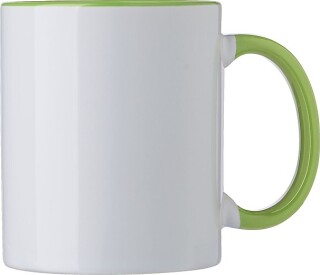 SUPREME Keramický hrnek k sublimaci, 300 ml, bílý s zeleným vnitřkem a uchem