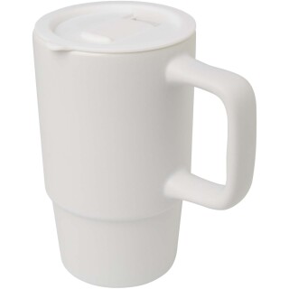 Keramický hrnek s plastovým víkem 450ml, bílá