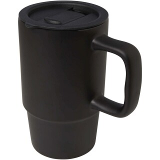 Keramický hrnek s plastovým víkem 450ml, černá