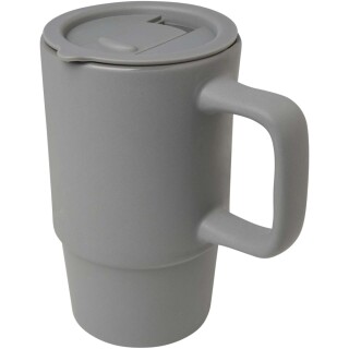 Keramický hrnek s plastovým víkem 450ml, šedá