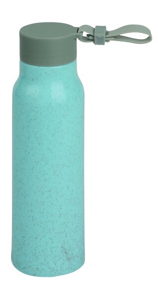 Láhev na pití, 300ml, vyrobená ze skla a plastu, modrá