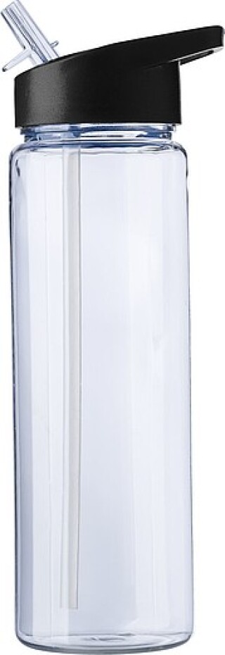 Láhev na pití, 750ml, z RPET, s brčkem ve víčku, černá