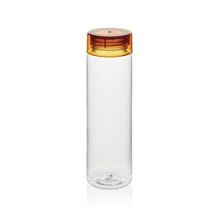 Láhev na pití z RPET, 600ml, transparentní s oranžovým víčkem