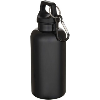 Láhev na vodu s karabinou z recyklovaného plastu 400 ml, černá