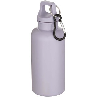 Láhev na vodu s karabinou z recyklovaného plastu 400 ml, světle fialová