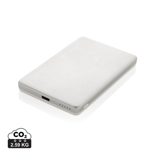 Magnetická powerbanka 5000mAh 5W z RCS hliníku, stříbrná