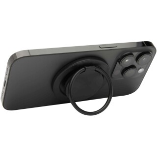 Magnetický držák na telefon z recyklovaného plastu s kroužkovým stojánkem, černá