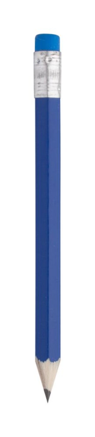 Mini tužka, dřevěná s gumou, modrá