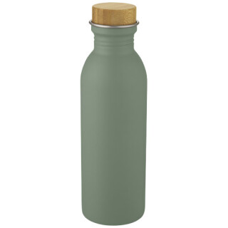 Nerezová láhev na pití s bambusovým víčkem, 650ml, zelená
