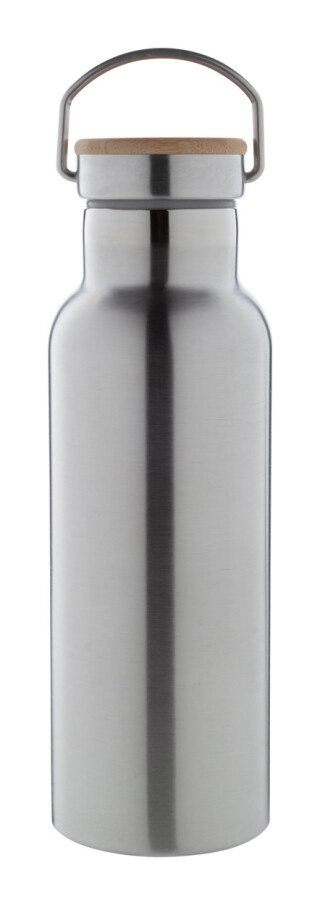Nerezová termoska 500ml s bambusem na víčku, stříbrná