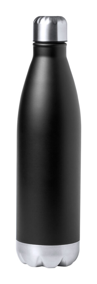 Nerezová termoska ve tvaru láhve, 750ml, izolovaná mědí, černá