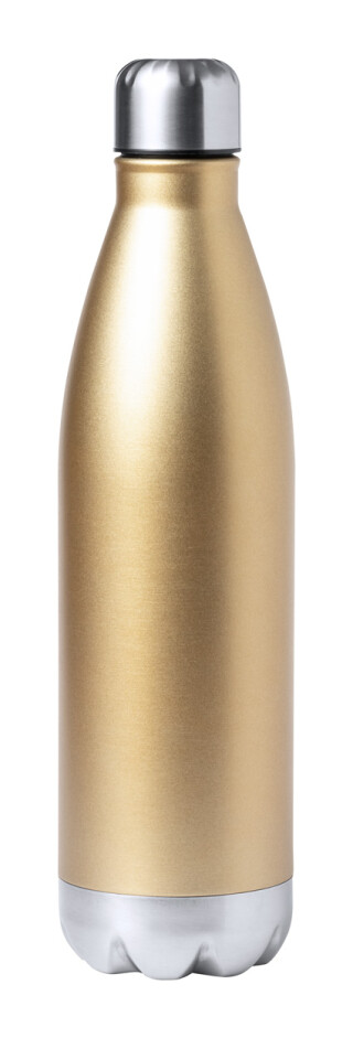 Nerezová termoska ve tvaru láhve, 750ml, izolovaná mědí, zlatá