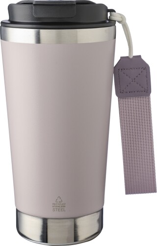 VITERBO Dvoustěnný termohrnek z recyklované nerezové oceli, 500 ml, jemně růžová