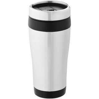 Nerezový termohrnek s plastovým vnitřkem, objem 470 ml, stříbrná/černá