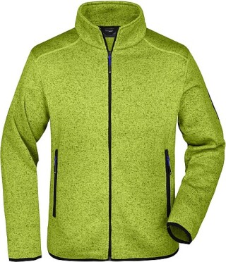 Pánská fleecová bunda James Nicholson knit fleece jacket men, jasně zelená/modrá, vel. S