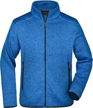 Pánská fleecová bunda James Nicholson knit fleece jacket men, královská modrá/červená, vel. 3XL