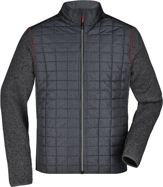 Pánská pletená bunda JAMES & NICHOLSON, tm.šedá/antracitová, 3XL