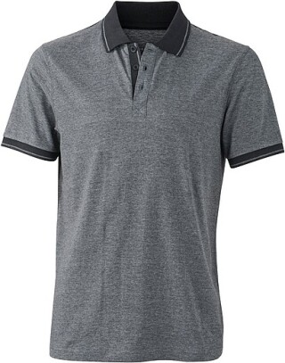 Pánská polokošile James Nicholson polo melange men, šedá/černá, vel. XL