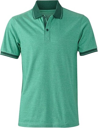 Pánská polokošile James Nicholson polo melange men, zelená/tmavě zelená, vel. L