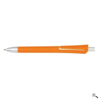 Plastová propiska se stříbrnými detaily, černá n., oranžová
