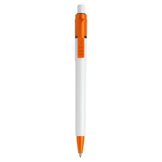 Plastová propiska STILOLINEA s modrou n., bílým tělem a oranžovými detaily