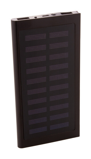 Powerbanka 4000mAh se solárním dobíjením, tělo z recyklovaného hliníku, černá