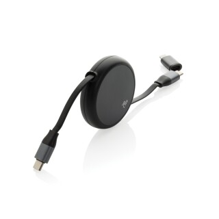 Recyklovaný hliníkový zatahovací 2v1 kabel 240W, černá
