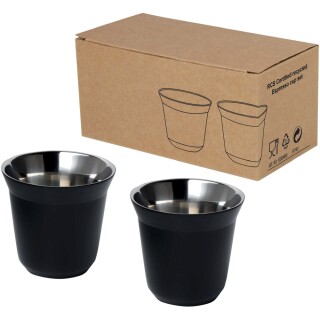 Sada 80ml šálků na espresso z nerezové oceli, černá