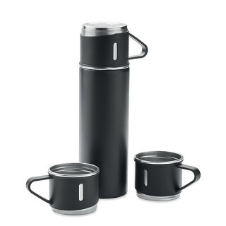 SEYRA Termoska z nerezové oceli se 3 hrnky, 420 ml, černá